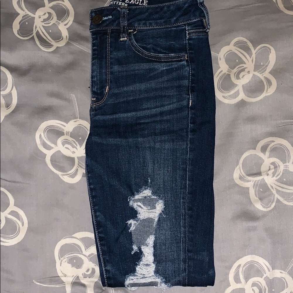 dark blue high rise ae jeggings